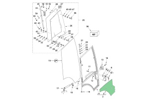 Стекло двери левое нижнее TEREX (820/860/940) 6099906M1