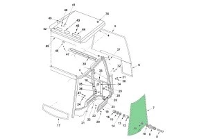 Стекло боковое закругленное левое TEREX (820/860/940) 6099910M1