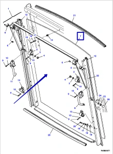 Стекло заднее Komatsu (WB93R-5/WB93S-5/WB97R-5/WB97S-5) 42N-54-15220