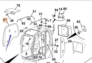 Стекло боковое правое JCB JS (OEM) 333/E2509