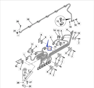 Топливная трубка высокого давления №3 JCB (Original) 02/911253
