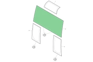 Стекло лобовое верхнее TEREX (TLB 840/890/990/995) T100025